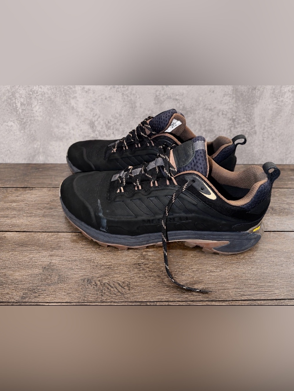 Merrell Moab speed 2 leather water proof Black and Tan Men's Trail Sneakers